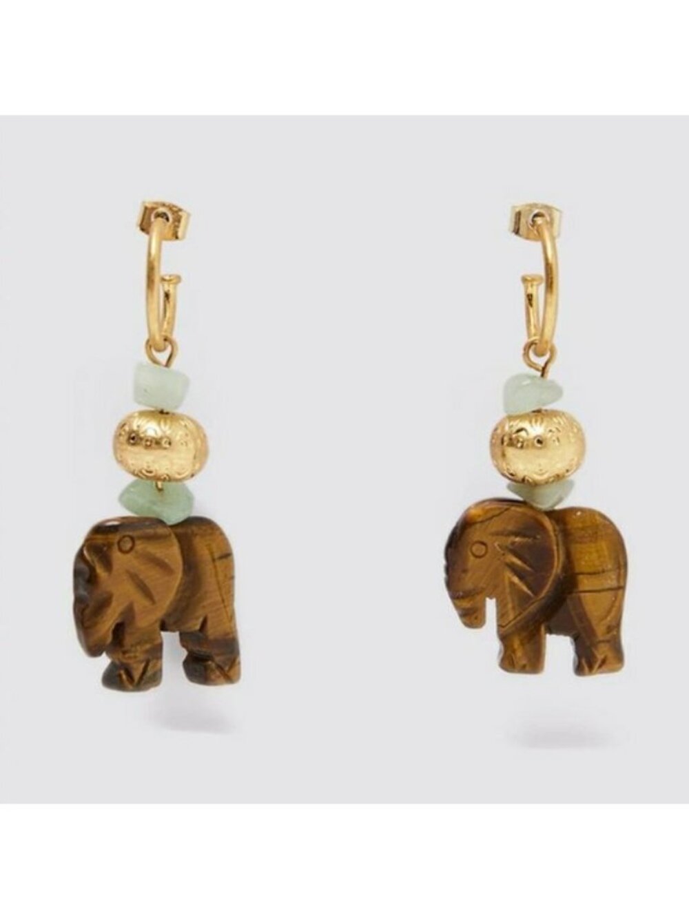 Wooden Elephant Boho African Animal Dangle Earrings